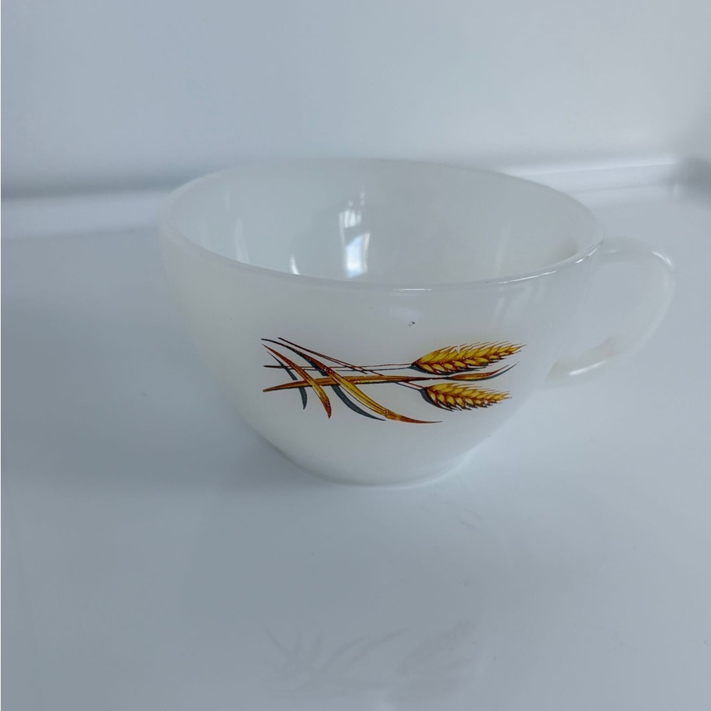 Vintage Fire King Wheat Milk Glass Teacup